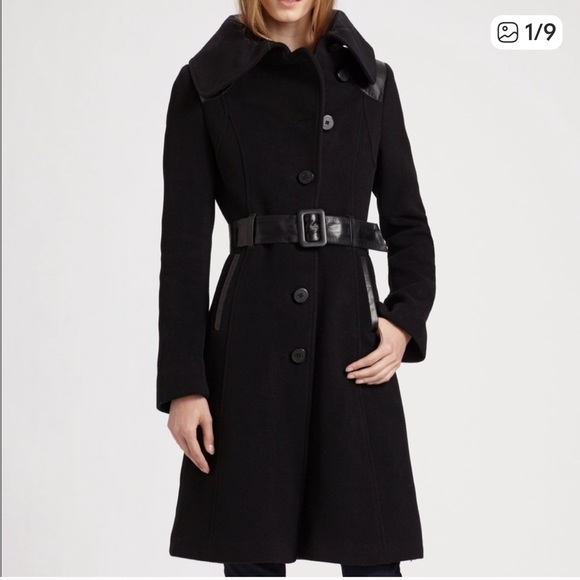 Mackage Jackets & Blazers - Mackage Black Women's Wool Coat with Leather Accents